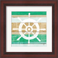 Framed 'Beachscape VI Helm Green' border=