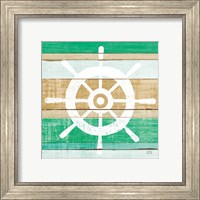 Framed 'Beachscape VI Helm Green' border=