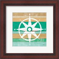 Framed 'Beachscape IV Compass Green' border=