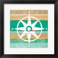 Framed Beachscape IV Compass Green