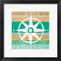 Framed 'Beachscape IV Compass Green' border=