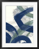 Framed Navy Brushy Abstract I