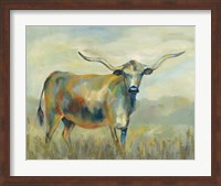 Framed Colorful Longhorn Cow