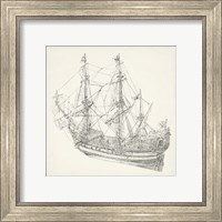 Framed 'Antique Ship Sketch I' border=