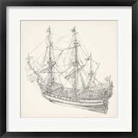Framed Antique Ship Sketch I
