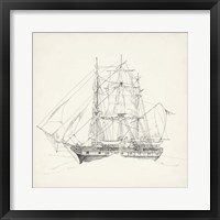 Framed Antique Ship Sketch II