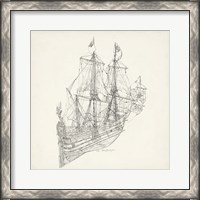 Framed 'Antique Ship Sketch III' border=