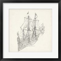 Framed Antique Ship Sketch III