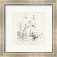 Framed 'Antique Ship Sketch IV' border=