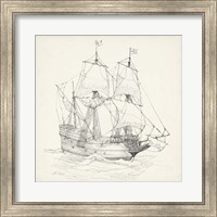 Framed 'Antique Ship Sketch IV' border=