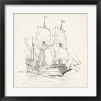 Framed 'Antique Ship Sketch IV' border=