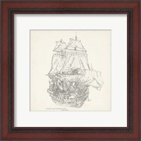 Framed 'Antique Ship Sketch V' border=