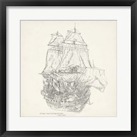 Framed 'Antique Ship Sketch V' border=