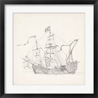 Framed 'Antique Ship Sketch VI' border=