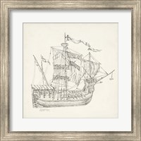 Framed 'Antique Ship Sketch VIII' border=