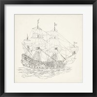 Framed 'Antique Ship Sketch IX' border=