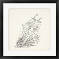 Framed Antique Ship Sketch XI