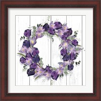 Framed 'Purple Tulip Wreath I' border=