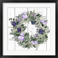 Framed 'Purple Tulip Wreath II' border=