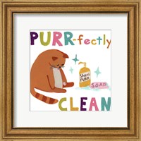 Framed 'Cute Cat Bath III' border=