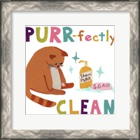 Framed 'Cute Cat Bath III' border=