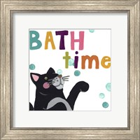 Framed 'Cute Cat Bath IV' border=