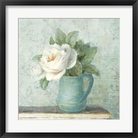 June Roses II White Blue Crop Framed Print