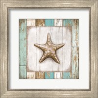 Framed 'Starfish on Beach' border=