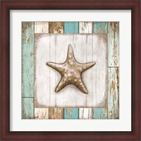 Framed 'Starfish on Beach' border=