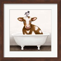 Framed 'Cow in Bathtub' border=