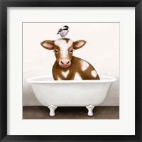 Framed 'Cow in Bathtub' border=