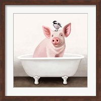 Framed 'Pig in Bathtub' border=