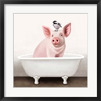 Pig in Bathtub Framed Print