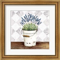 Framed 'Purple Flowers Metal Bucket' border=