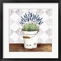 Framed 'Purple Flowers Metal Bucket' border=