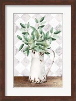 Framed Eucalyptus White Tin Pitcher