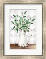 Framed Eucalyptus White Tin Pitcher