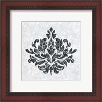 Framed 'Textured Damask I on white' border=