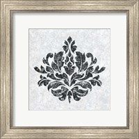 Framed 'Textured Damask I on white' border=