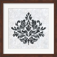 Framed 'Textured Damask I on white' border=