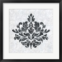 Framed 'Textured Damask I on white' border=