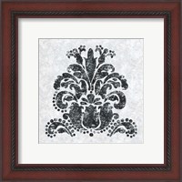 Framed 'Textured Damask II on white' border=