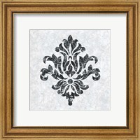 Framed 'Textured Damask III on white' border=