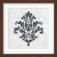 Framed 'Textured Damask III on white' border=