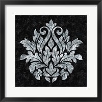 Textured Damask I on black Framed Print