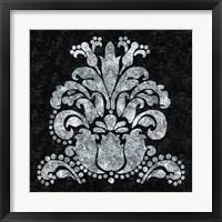 Framed 'Textured Damask II on black' border=