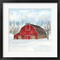 Winter Barn Quilt II Framed Print