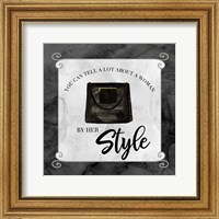 Framed 'Fashion Humor XII-By Her Style' border=