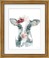 Framed 'Floral Cow' border=