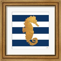 Framed 'Sea Creatures on Stripes I' border=